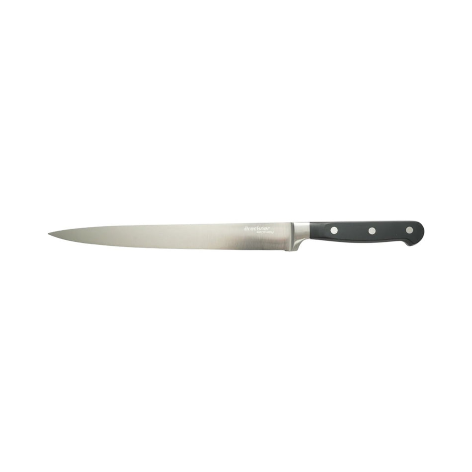 Cuțit profesional pentru feliat cu lamă din oțel 5Cr15MoV de 25 cm și mâner ABS negru Breckner Germany AAA410