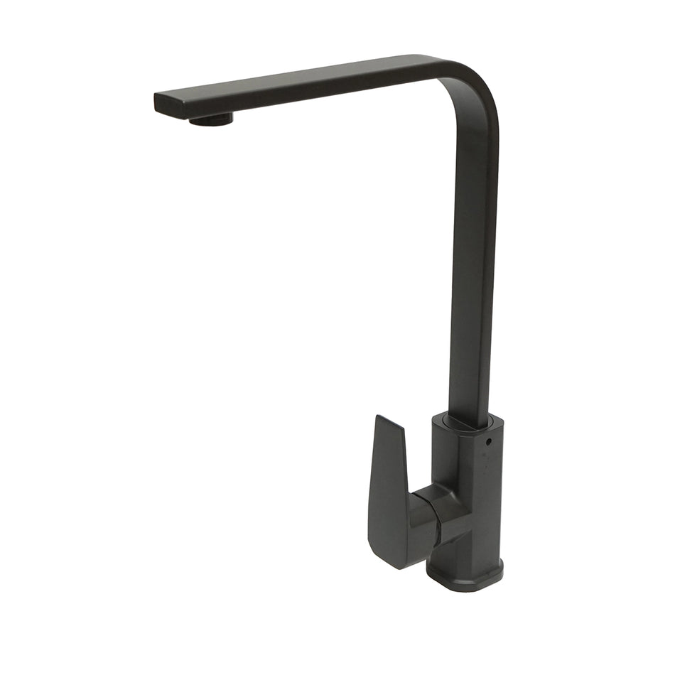 Baterie Chiuveta Bucatarie, Finisaj Negru Mat, Stativ Cu Monocomanda,