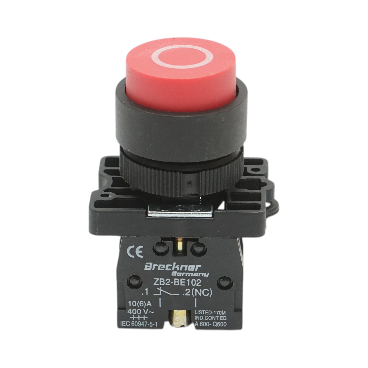 Buton comanda convex STOP roșu cu revenire 1NC 400V 10A Breckner Germany BK76478