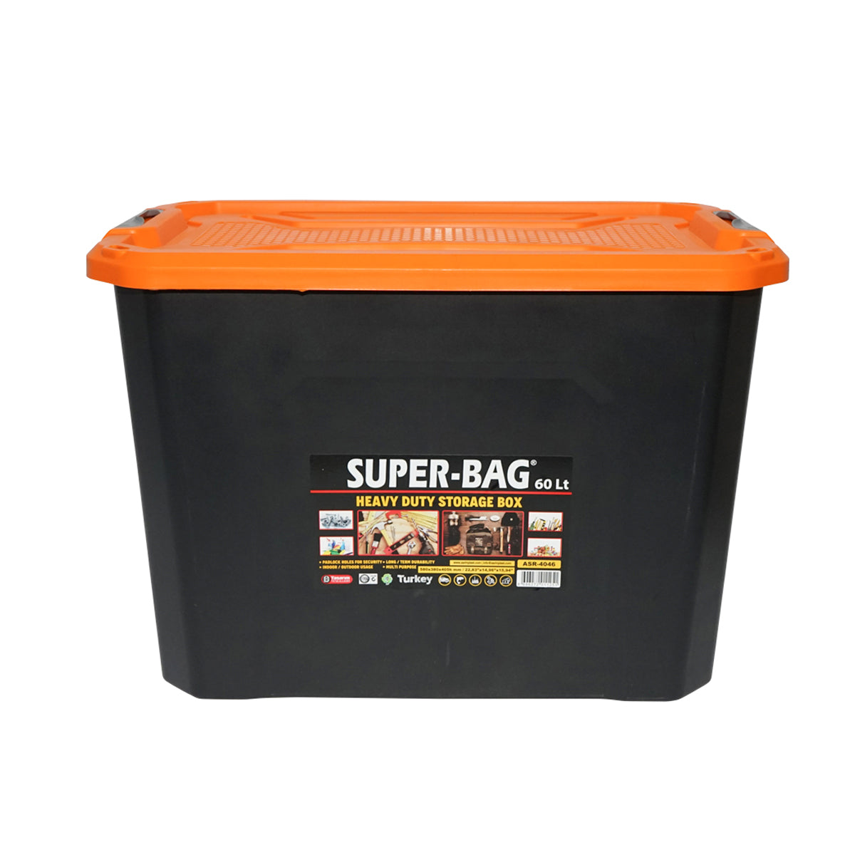Lada Depozitare Heavy Duty 60l Cu Capac, Portocalie 580x380x405mm B G