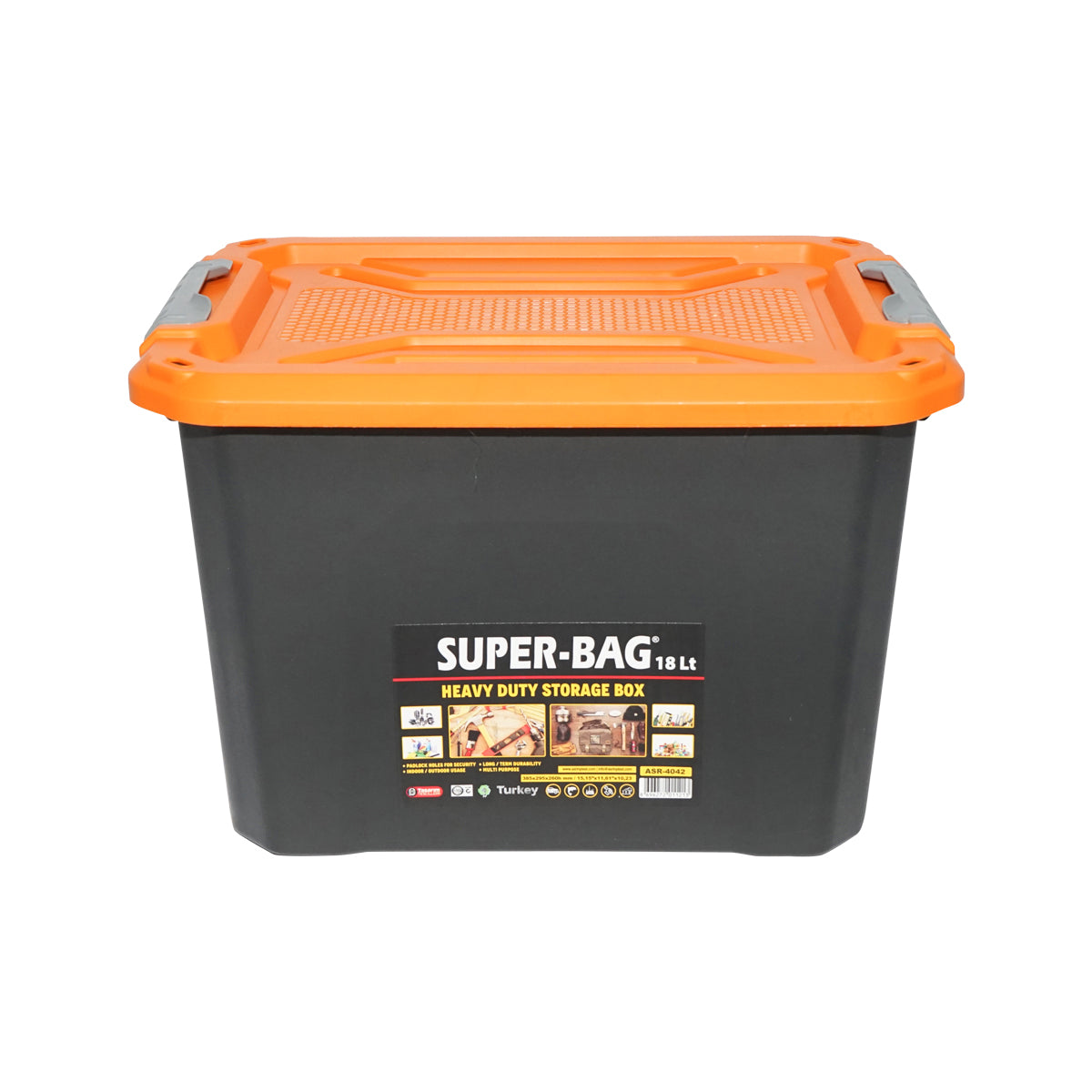 Lada Depozitare Heavy Duty 18l Cu Capac, Portocalie 385x295x260mm B G