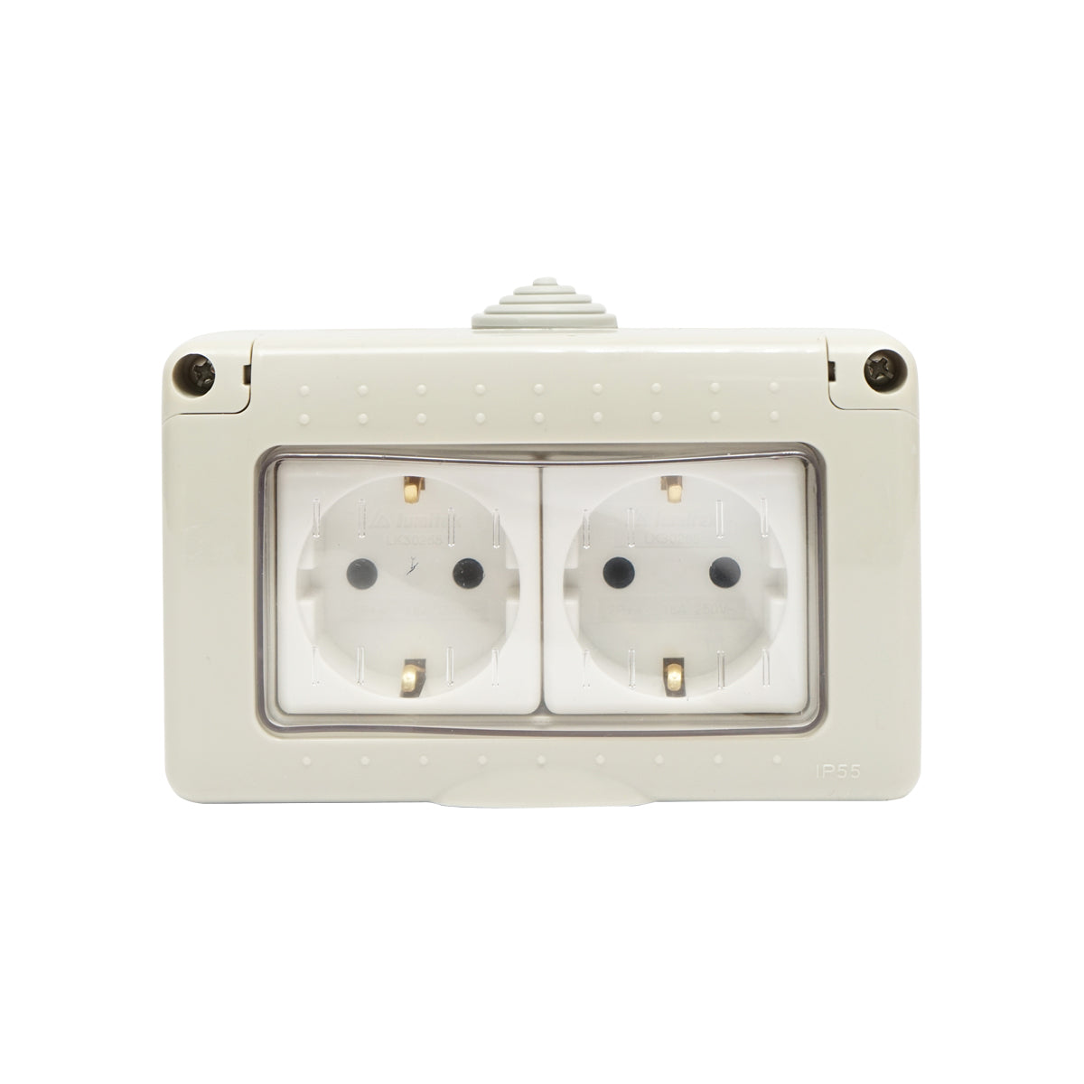 Priza Schuko Dubla Aplicata Pt,mpamantare Si Protectie Ip55, 16a, 250v