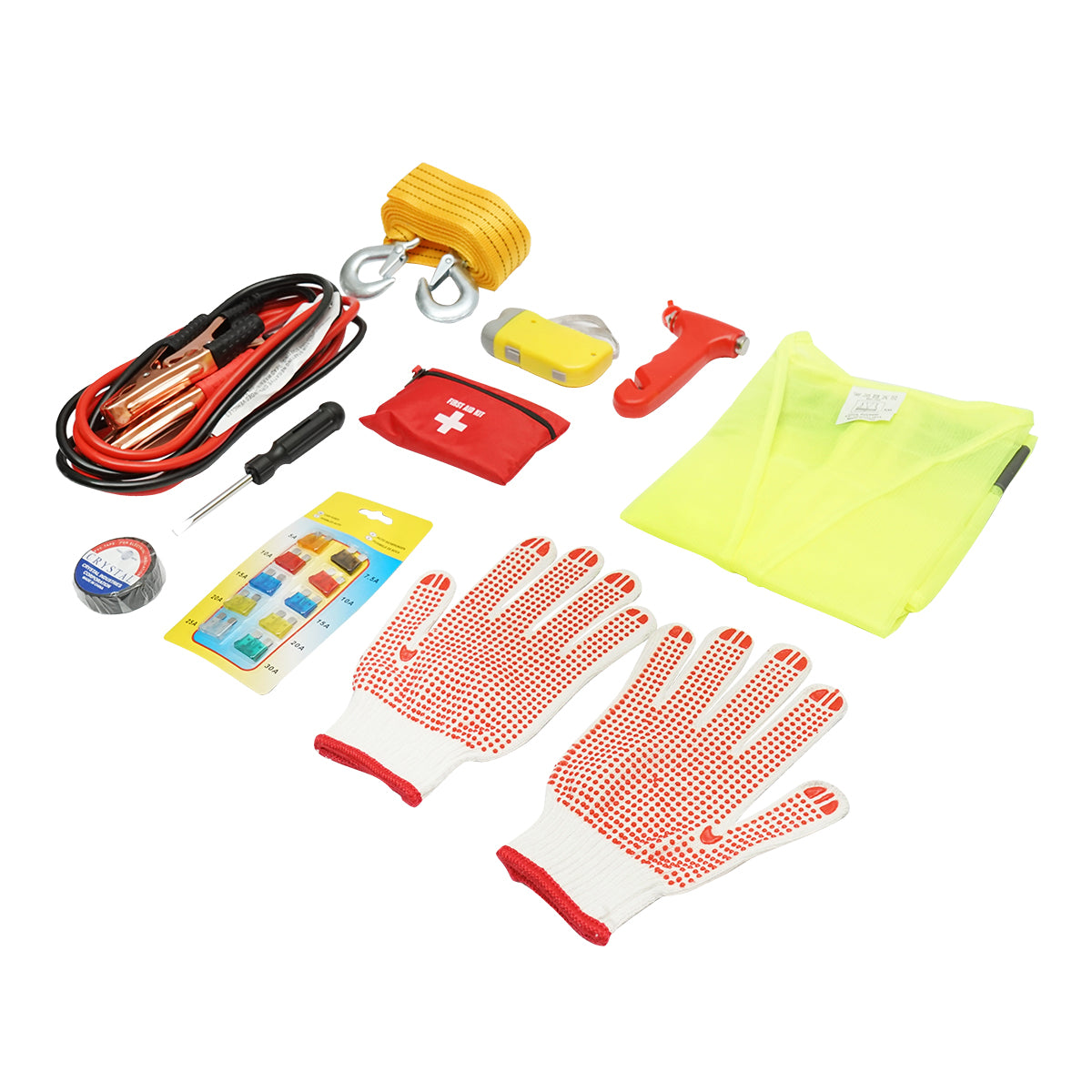 Kit Siguranta Auto Cu Necesar De Urgenta 10 Piese