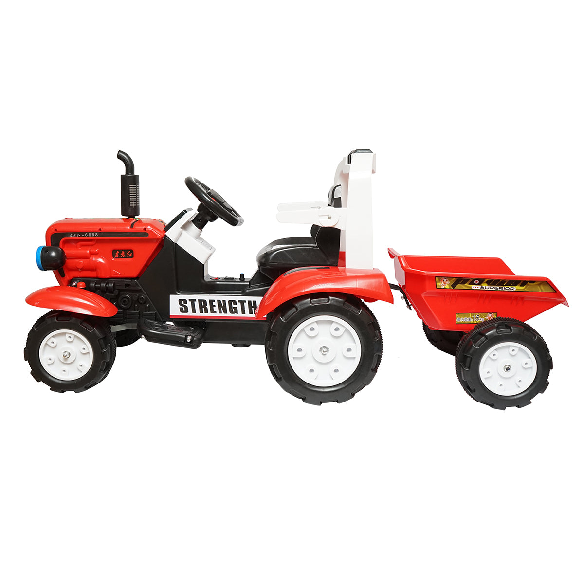 Tractor Electric Cu Remorca, Si Baterie Pentru Copii, Jucarie