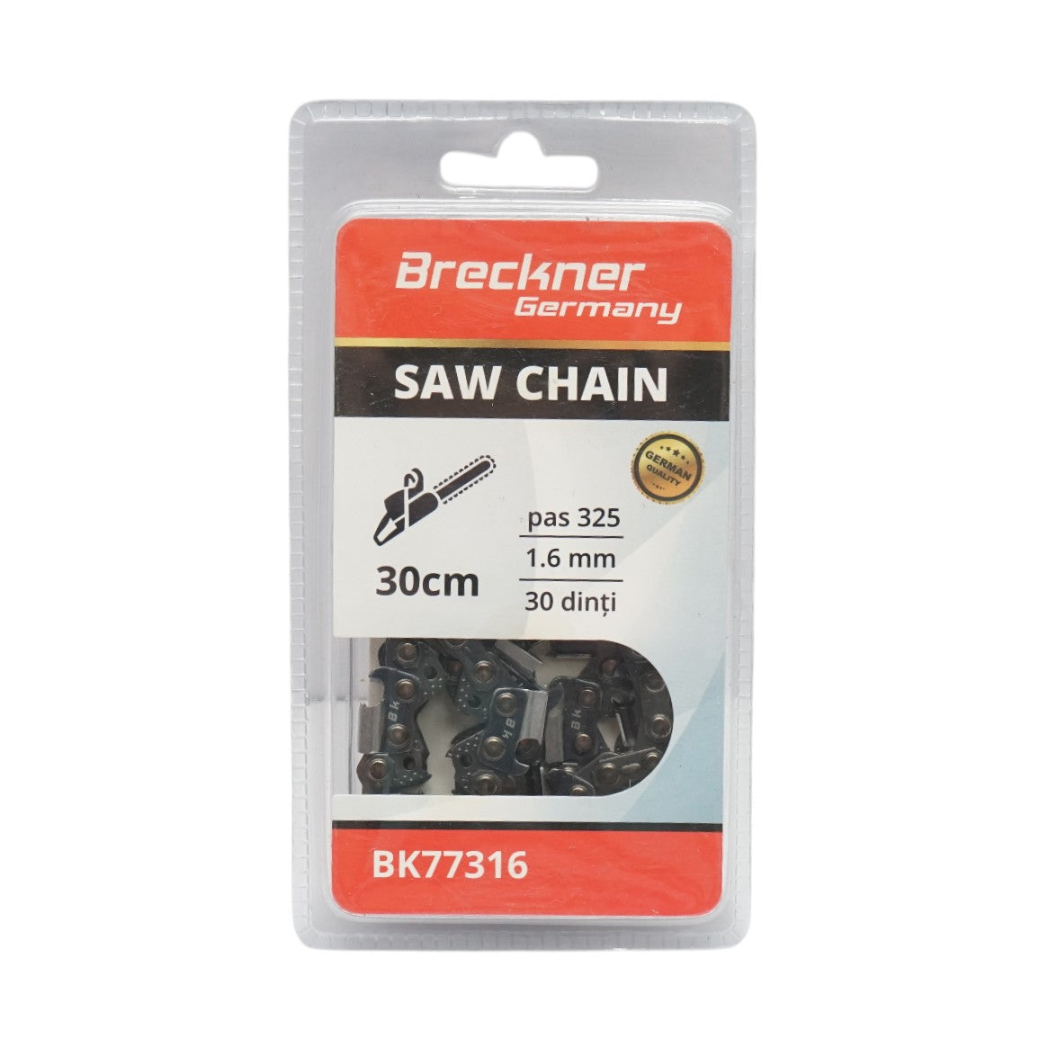 Lanț drujbă cu pas 325, 30 dinți și canal de 1,6 mm, lungime 30 cm Breckner Germany BK77316