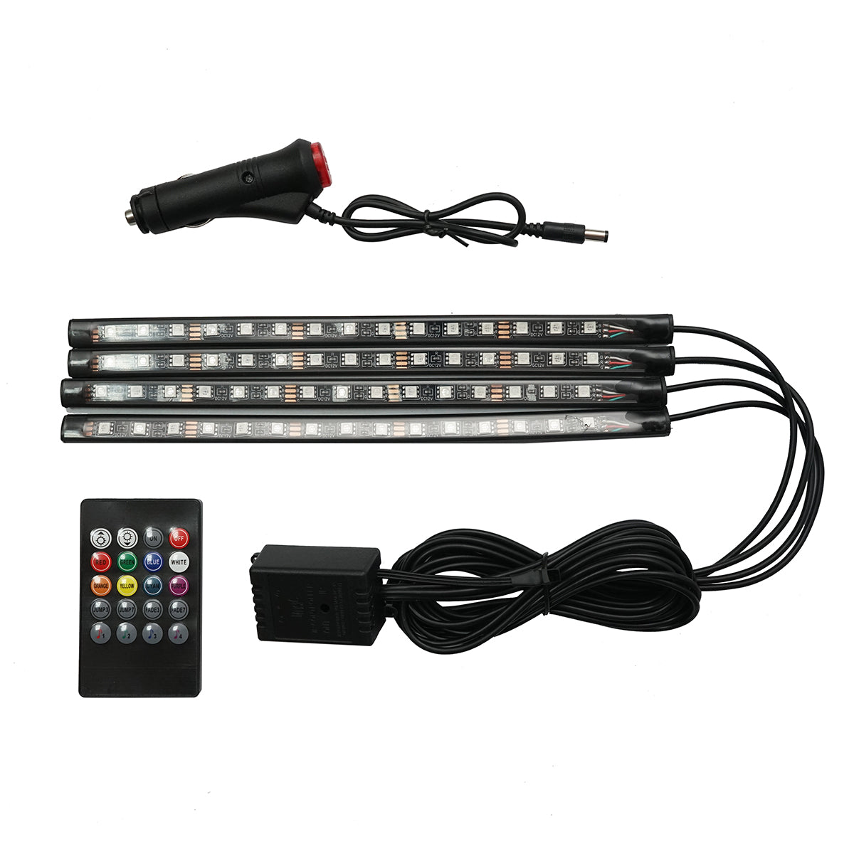Bandă LED lumini ambientale auto 12 V, 9 W, control muzical, cu telecomandă RGB BK79087