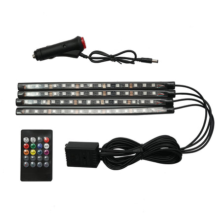 Bandă LED lumini ambientale auto 12 V, 9 W, control muzical, cu telecomandă RGB BK79087