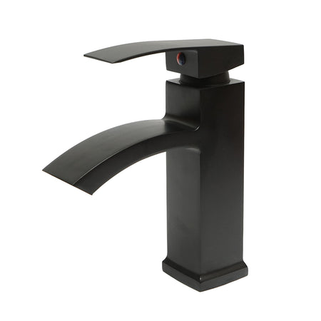 Baterie Lavoar Tip Cascada, Monocomanda, Finisaj Negru Mat, Aliaj Zinc