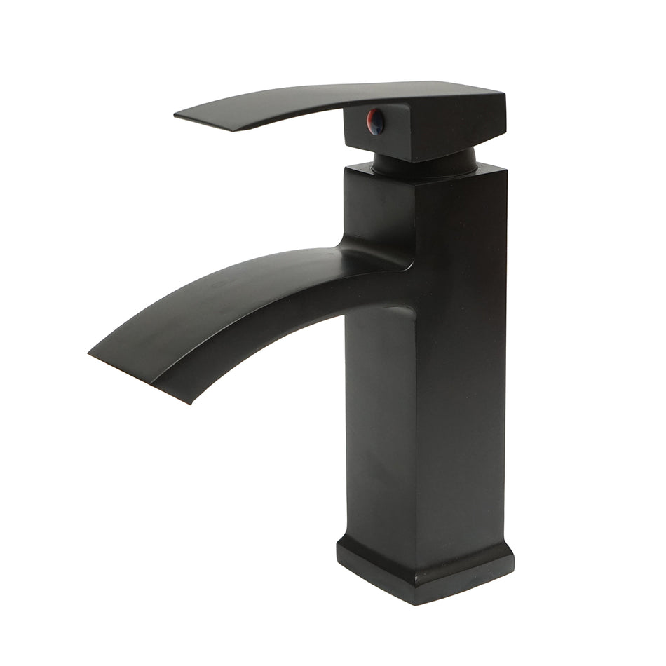 Baterie Lavoar Tip Cascada, Monocomanda, Finisaj Negru Mat, Aliaj Zinc