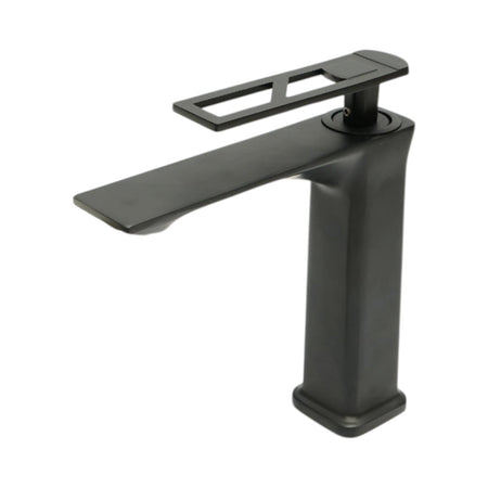 Baterie lavoar baie înaltă pătrată monocomandă, negru mat, aliaj zinc, furtunuri incluse DISVM47