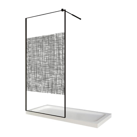 Paravan duș walk-in, model Lines, sticlă 6 mm, profil negru mat, tija extensibilă Celesta 277029