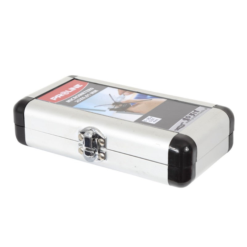 Micrometru 25 mm cu precizie 0,01 mm, carcasă aluminiu PROLINE 20518
