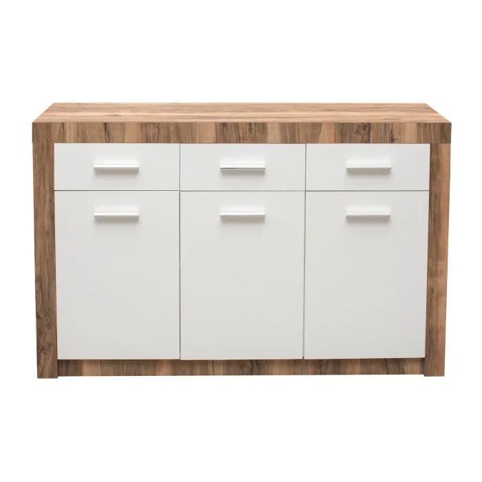 Comoda Oslo, 4 Sertare, Kiruna + Alb Lucios, 55,5x40x103cm