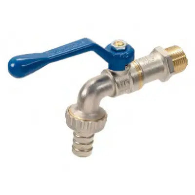 Robinet Cu Sfera Nichelat Eolo Cu Port Furtun 3/4", Maneta Alum Rosu