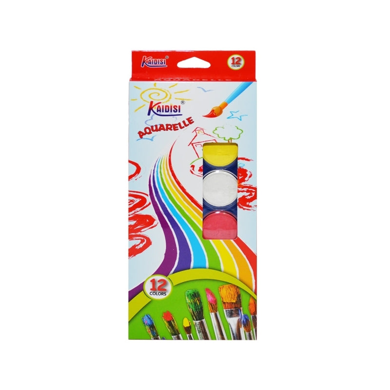 Acuarele KDS, 12 Culori, cu Pensulă Inclusă
