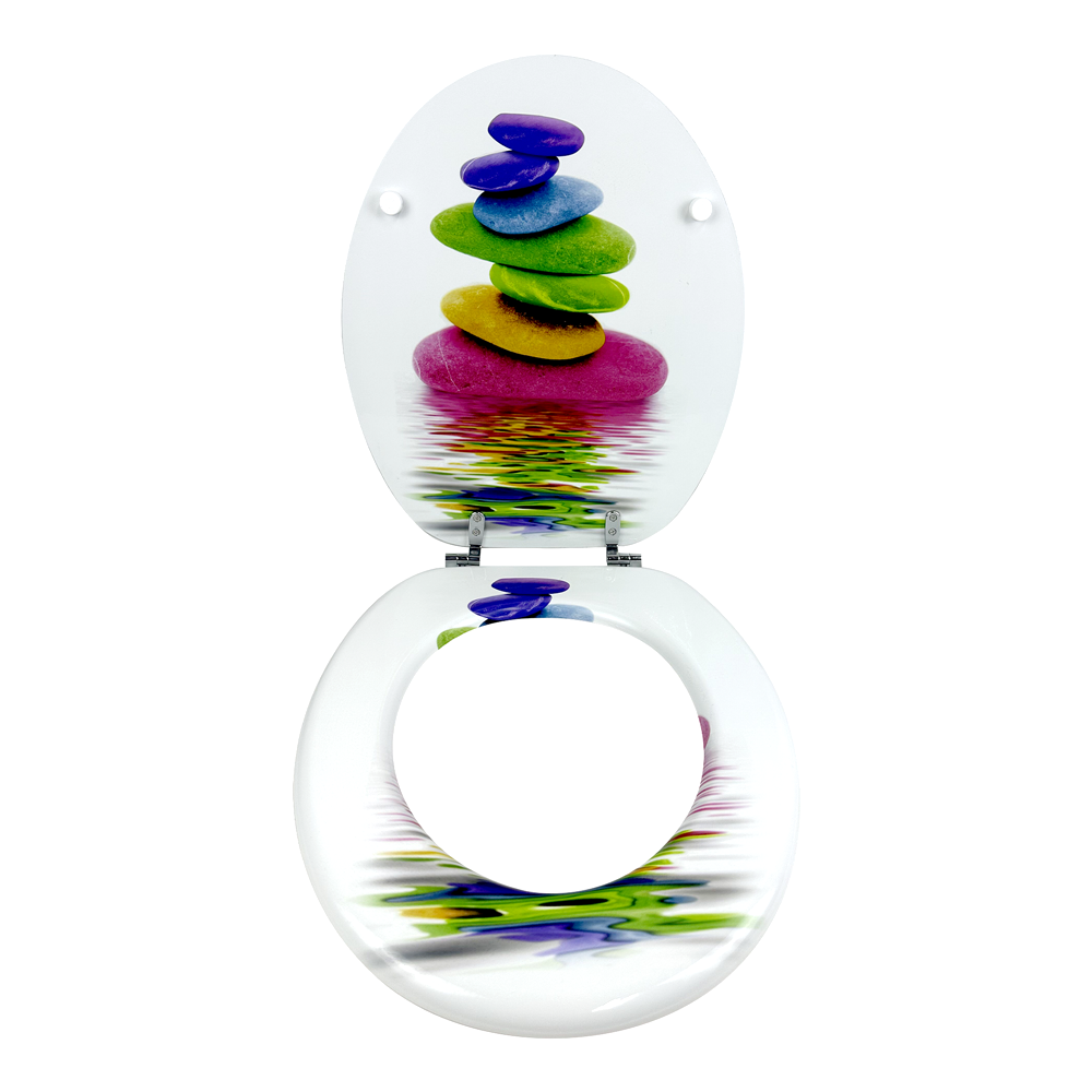 Capac WC MDF Colorful Stones, decor 3 fețe, închidere standard, 44 x 38 cm Regata 262173