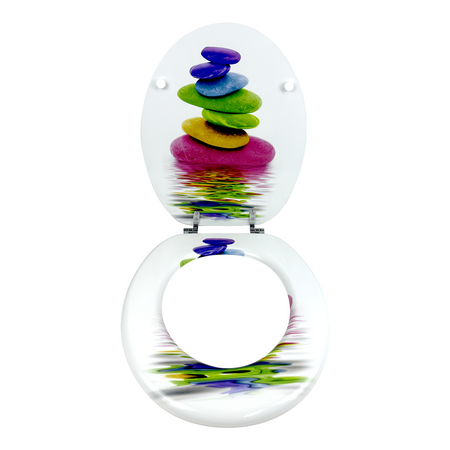 Capac WC MDF Colorful Stones, decor 3 fețe, închidere standard, 44 x 38 cm Regata 262173
