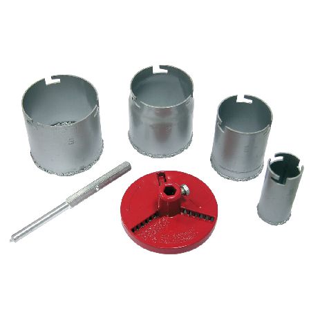 Set carote wolfram 33-73 mm/55 mm, 6 piese, suport, burghiu vidia MEGA 26434