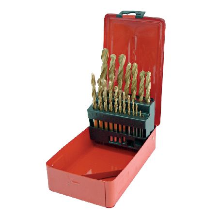 Set burghie metal HSS titanate în cutie 1-10 mm 19 piese MEGA 26719