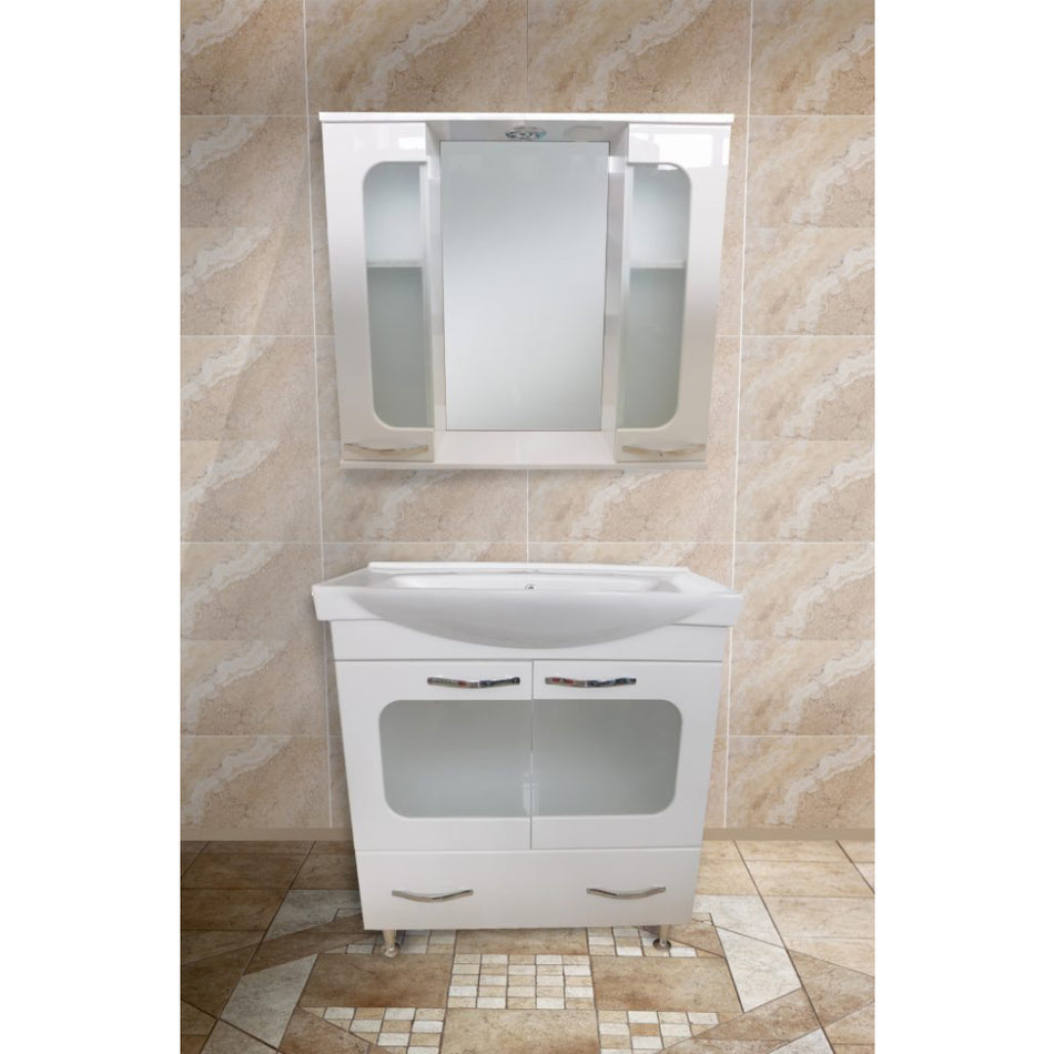 Set Mobilier Baie Aba Alb 80 cm, 3 Piese