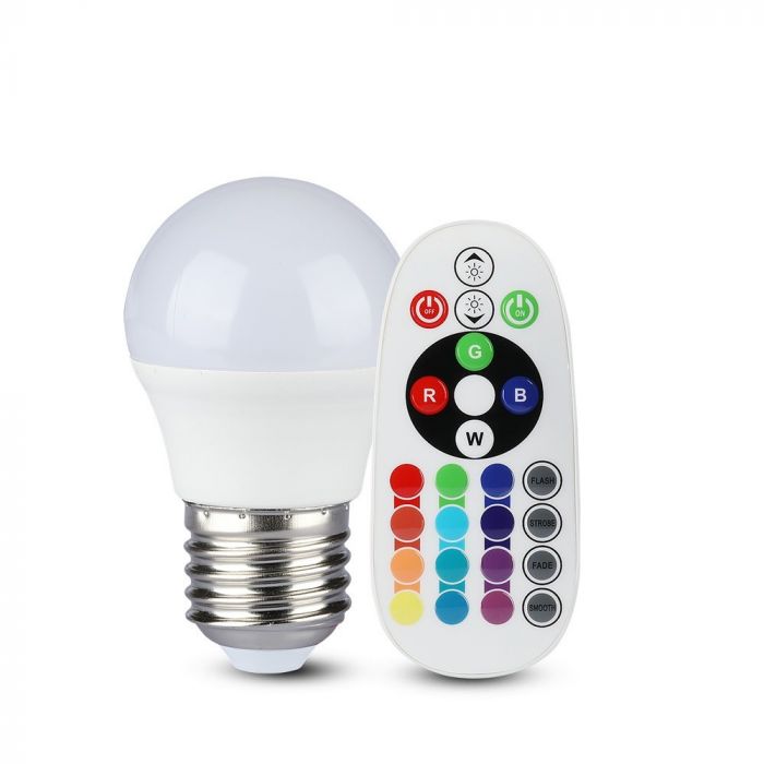 Bec Led E27 G45 3.5w Dimabil Rgb Si 6400k + Telecomanda