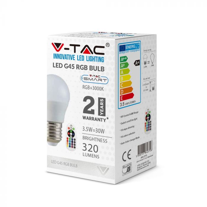 Bec Led E27 G45 3.5w Dimabil Rgb Si 6400k + Telecomanda