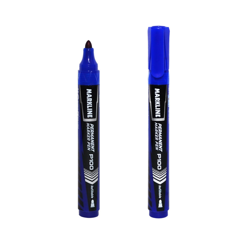 Marker Permanent Linc Markline, Albastru Mp100blu