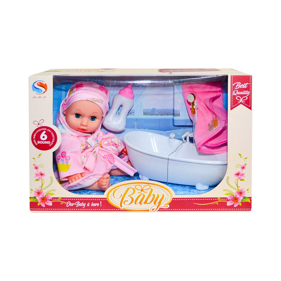 Bebelus Cu Sunete + Cadita Si Accesorii, In Cutie Jjs-9808
