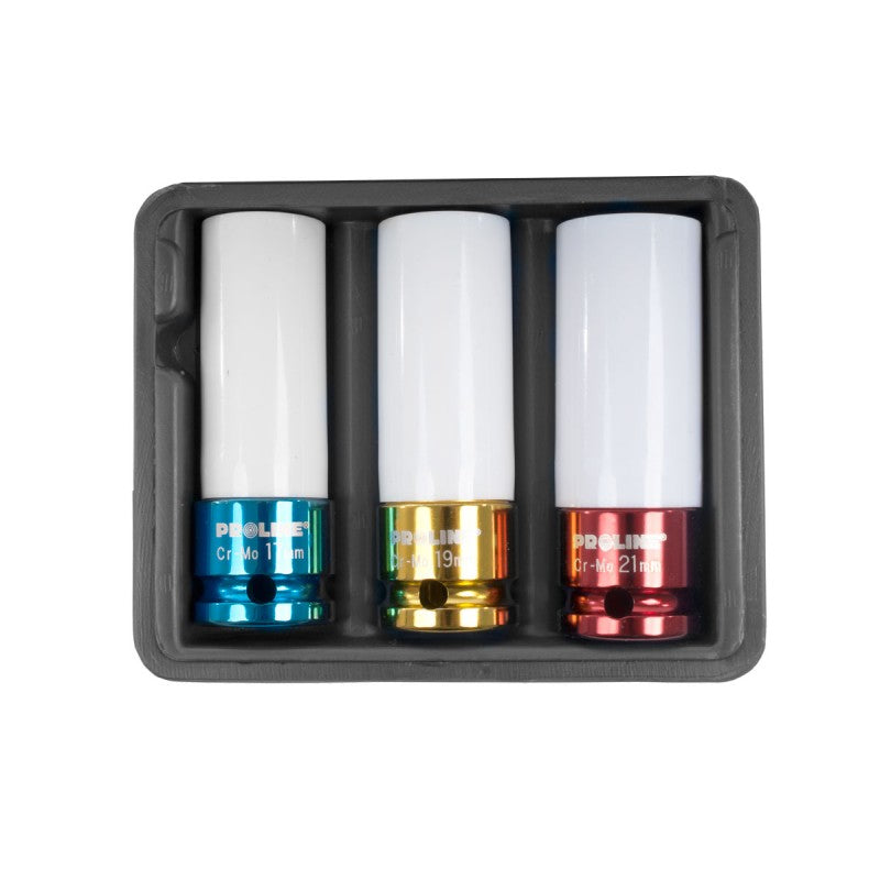 Set tubulare impact jante aliaj CR-MO 1/2" 17-19-21 mm PROLINE 29080
