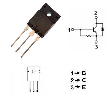 Tranzistor NPN cu diodă protecție 1500V 5A 60W 2SD5072