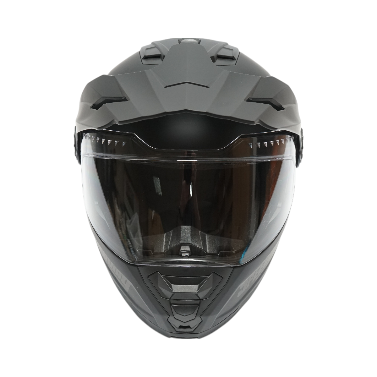 Casca motocross integrala negru mat cu viziera transparenta si ochelari de soare, marimea L Lion