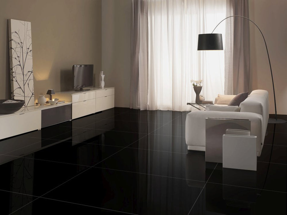 Gresie Plain Black Polished 60x60, 1.44mp/cut