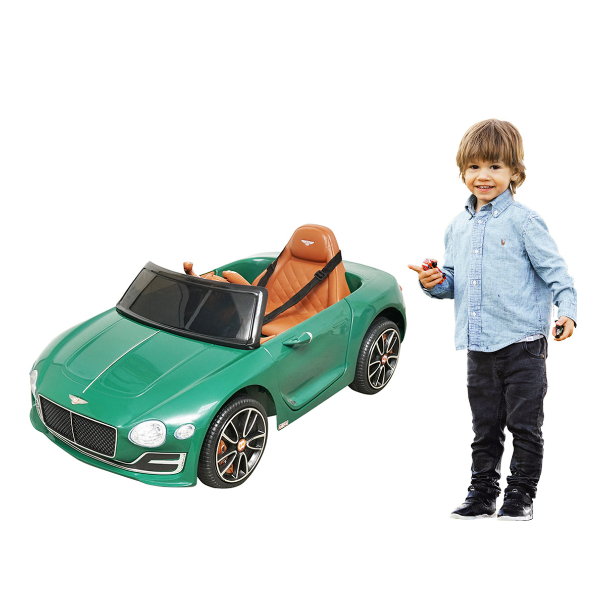 Mașinuță electrică cu acumulator și telecomandă Bentley verde 6V/7Ah JE1166 DISLF29V