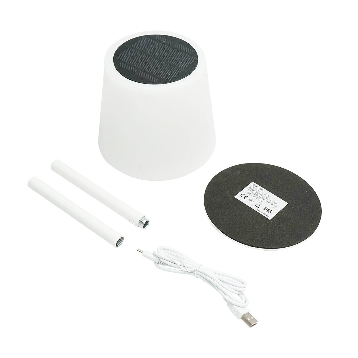 Lampa De Masa Solara 2w, Panou Solar 0.7w, 3.7v 1200mah, Usb 5v 1a,alb