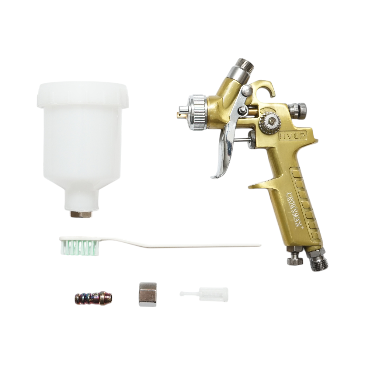Pistol de vopsit cu aer comprimat 100ml, debit 70-110ml/min, duza 0.8mm, presiune max. 3.5 bar Crownman