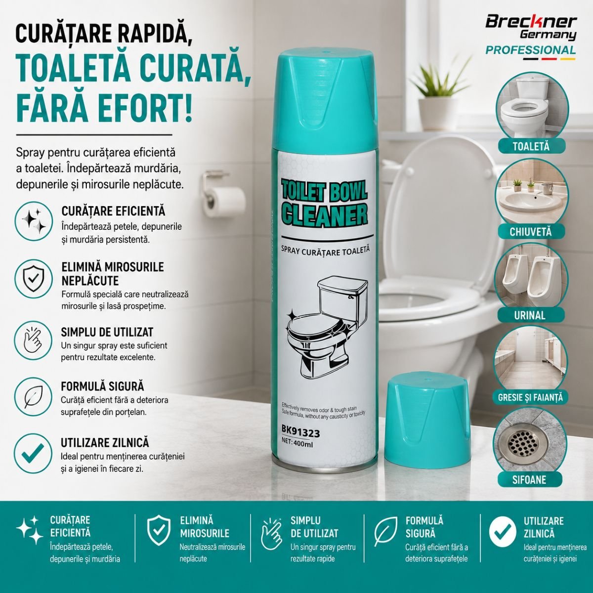 Spray spumă activă curățare toaletă 400 ml Breckner Germany BK91323