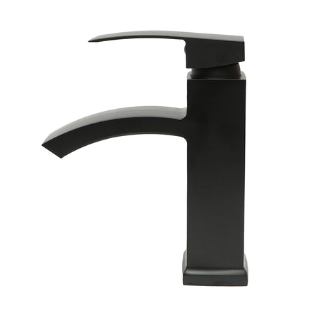 Baterie Lavoar Tip Cascada, Monocomanda, Finisaj Negru Mat, Aliaj Zinc