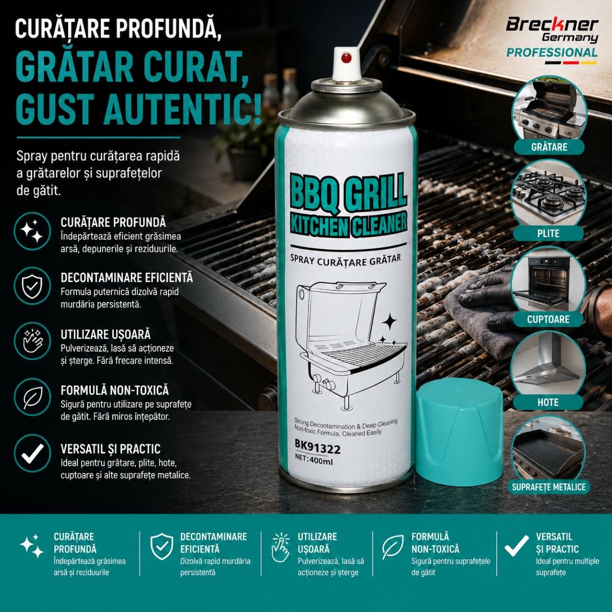 Spray spumă activă pentru curățare grătar 400 ml Breckner Germany BK91322