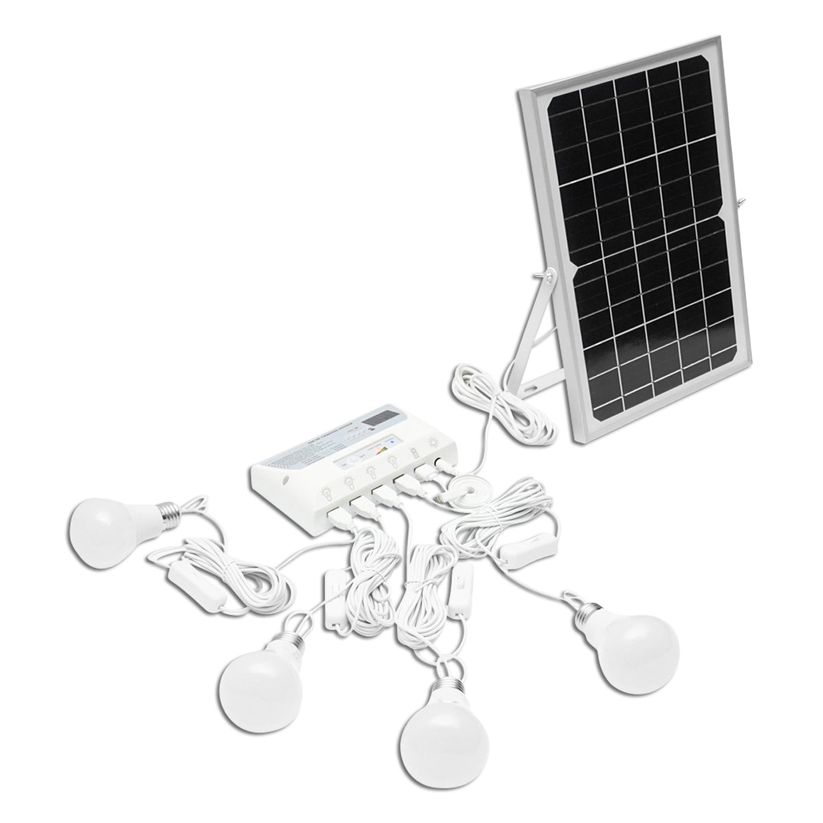 Sistem Iluminat Cu Panou Solar 9v/12w 4 Becuri