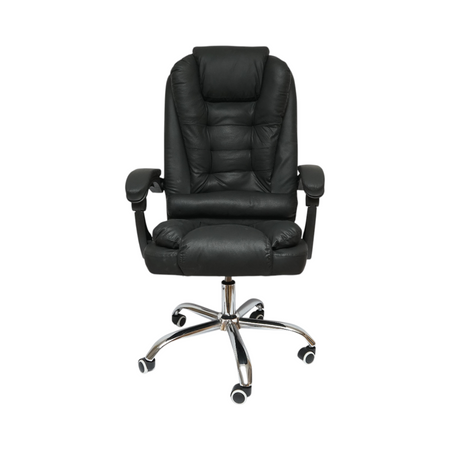 Scaun de birou ergonomic directorial cu suport lombar, piele ecologică neagră, spătar și înălțime reglabile BK99243