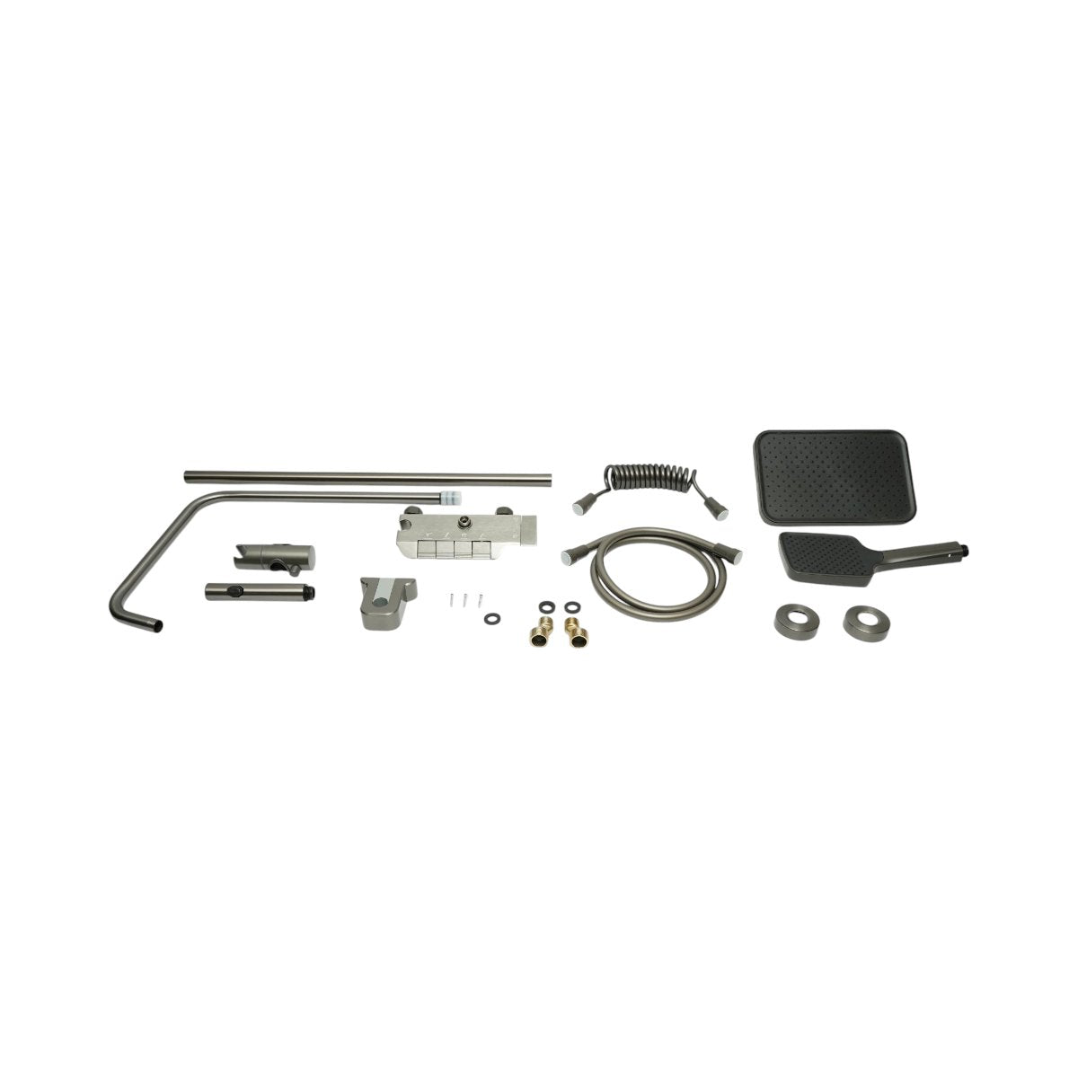 Set de duș multifuncțional cu termostat și 4 funcții din aluminiu grafit mat DISVM22