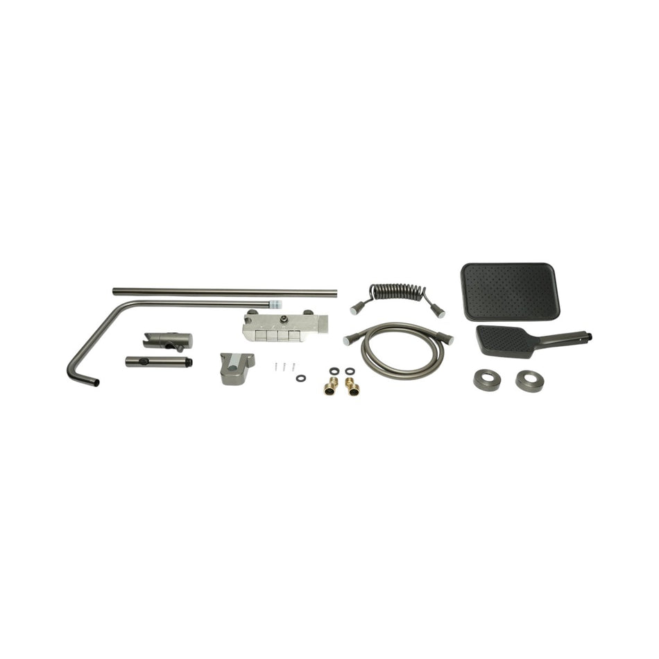 Set de duș multifuncțional cu termostat și 4 funcții din aluminiu grafit mat DISVM22