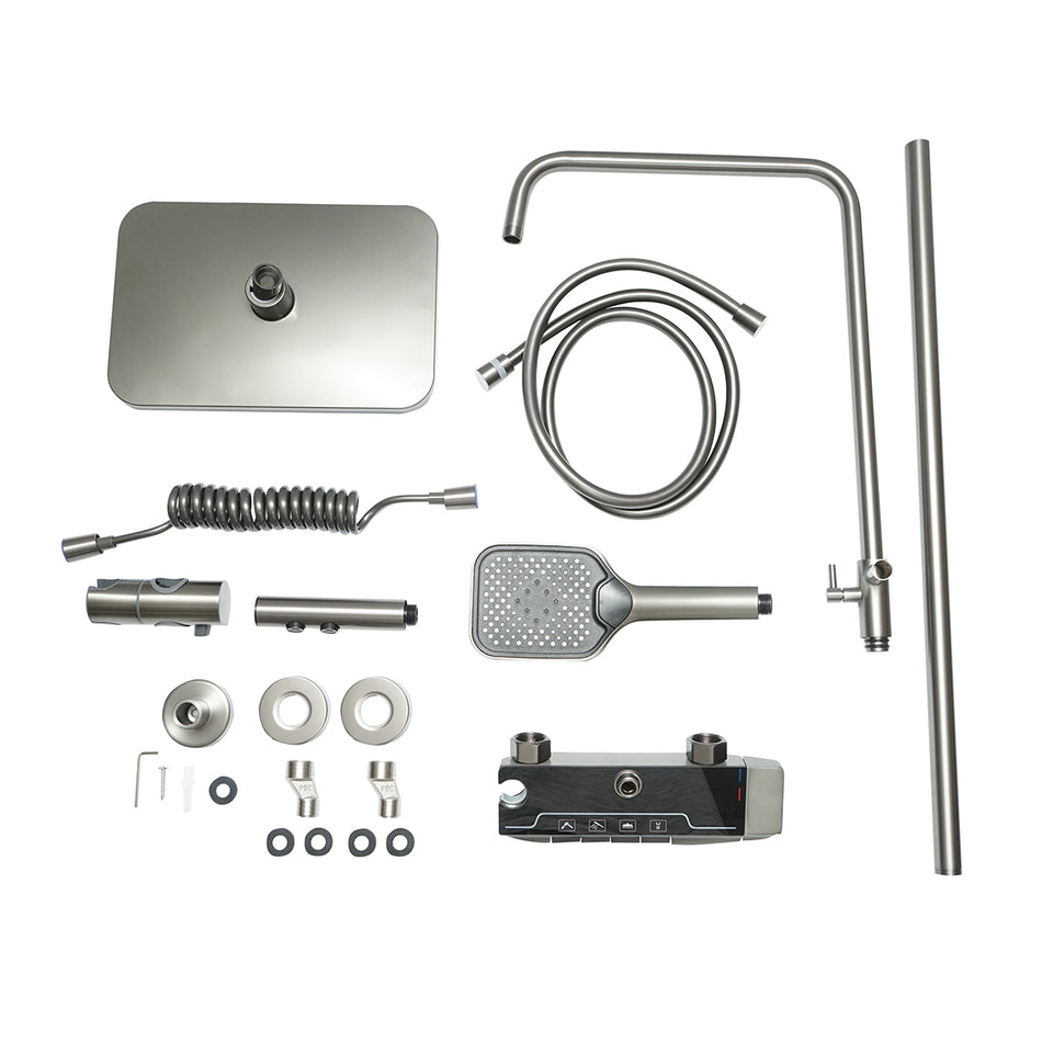 Set Dus Multifunctional Cu Termostat, Afisaj Digital Gri