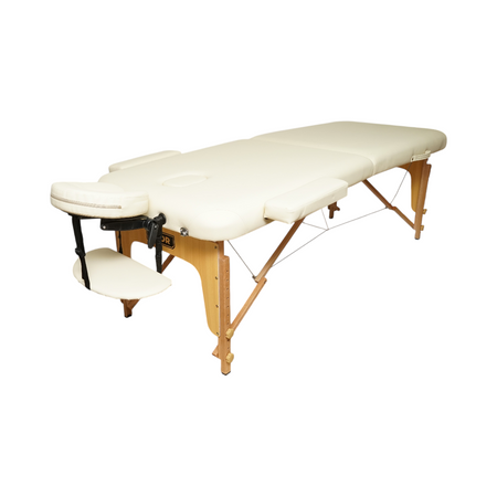 Masa De Masaj Pliabila Portabila 2 Zone, Spuma 5cm, H 76cm, Piele Crem