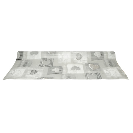 Fata De Masa Pvc, 1.37x20m, Model Inimi Gri, 45gr/mp