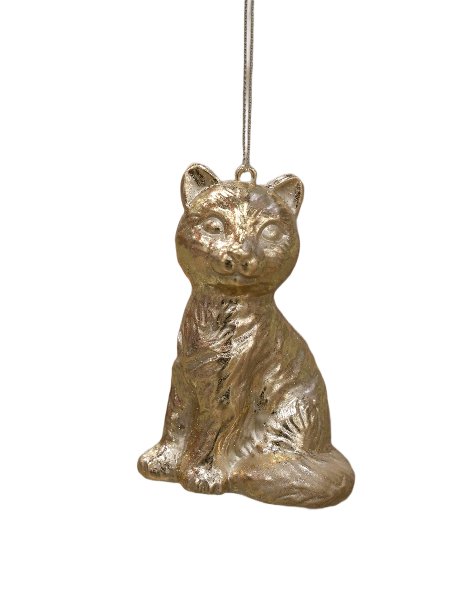 Ornament Pisica Plastic Aurie Xmas
