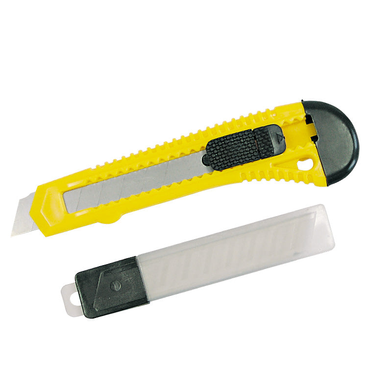Set cutter plastic cu buton blocare și 10 lame, 18 mm MEGA 30019