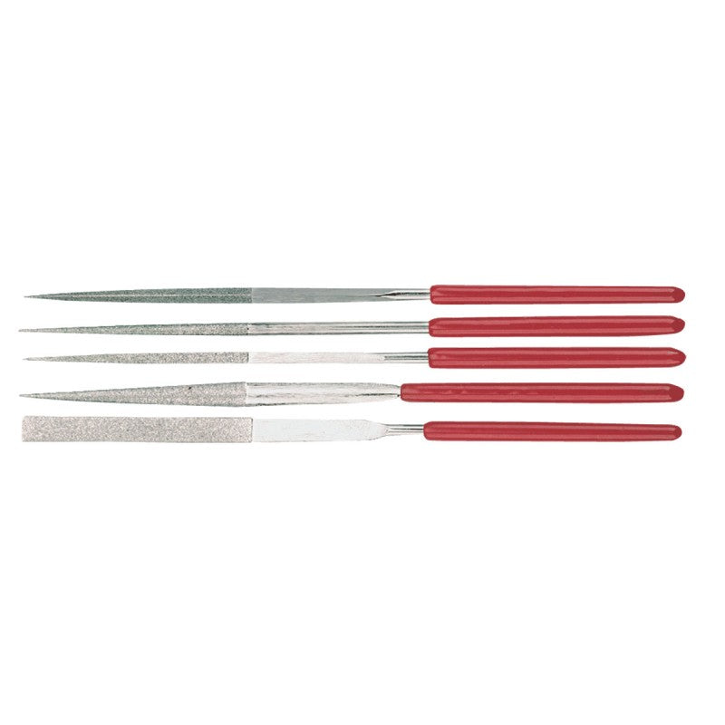 Set pile precizie diamantate cu mâner gumat 140 mm, 5 piese PROLINE 32015