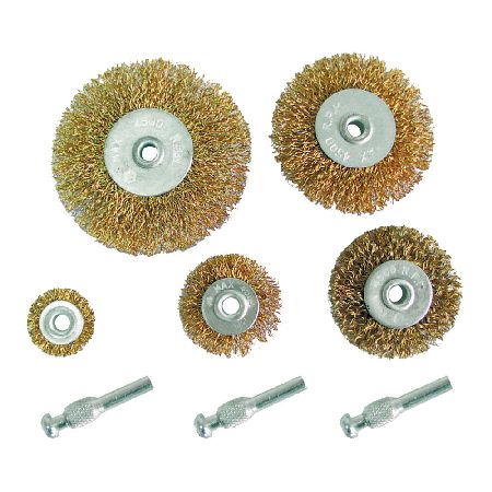 Set perii sârmă alamă tip circular cu tije, 8 piese MEGA 32200