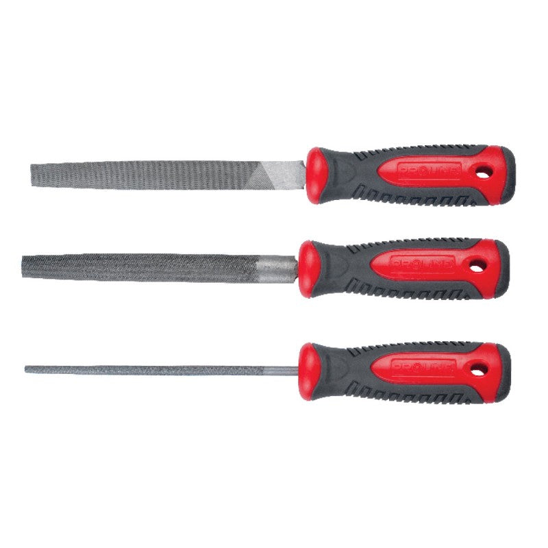 Set pile metal cu mâner bimaterial 200 mm, 3 piese PROLINE 32255